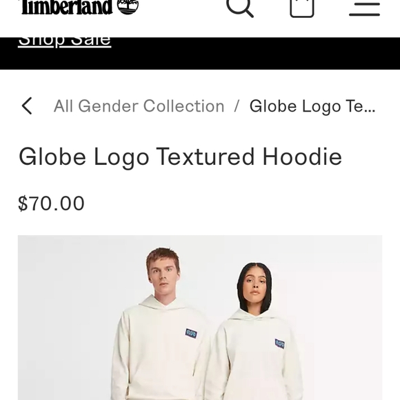 Timberland men's blue hoodie with label in front. - Picture 6 of 8